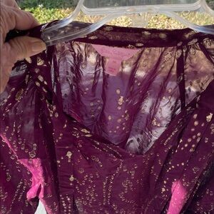 Lilly Pulitzer Deep Purple Top/sheer  with Gold Details and short ties in front
